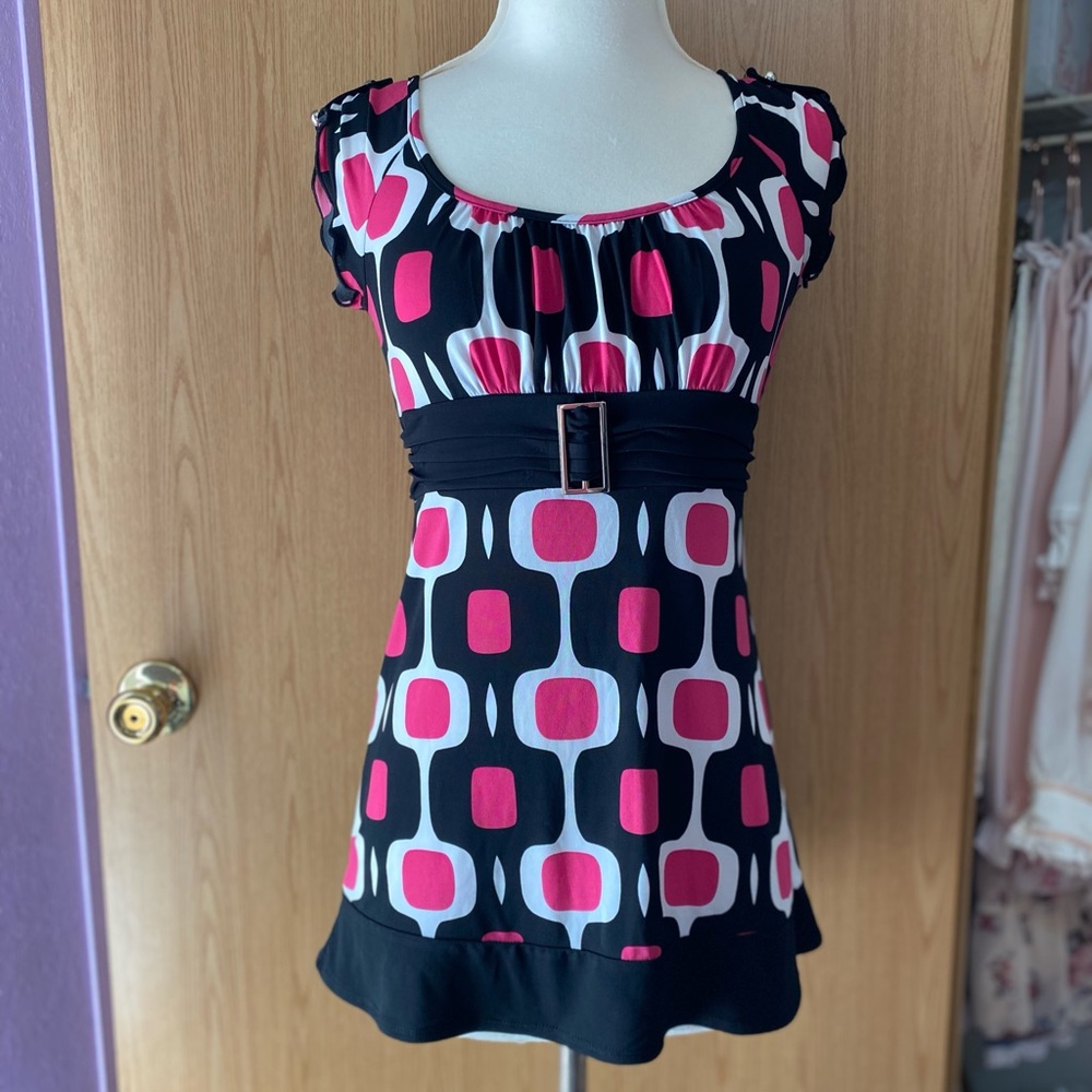 Retro Patterned Blouse